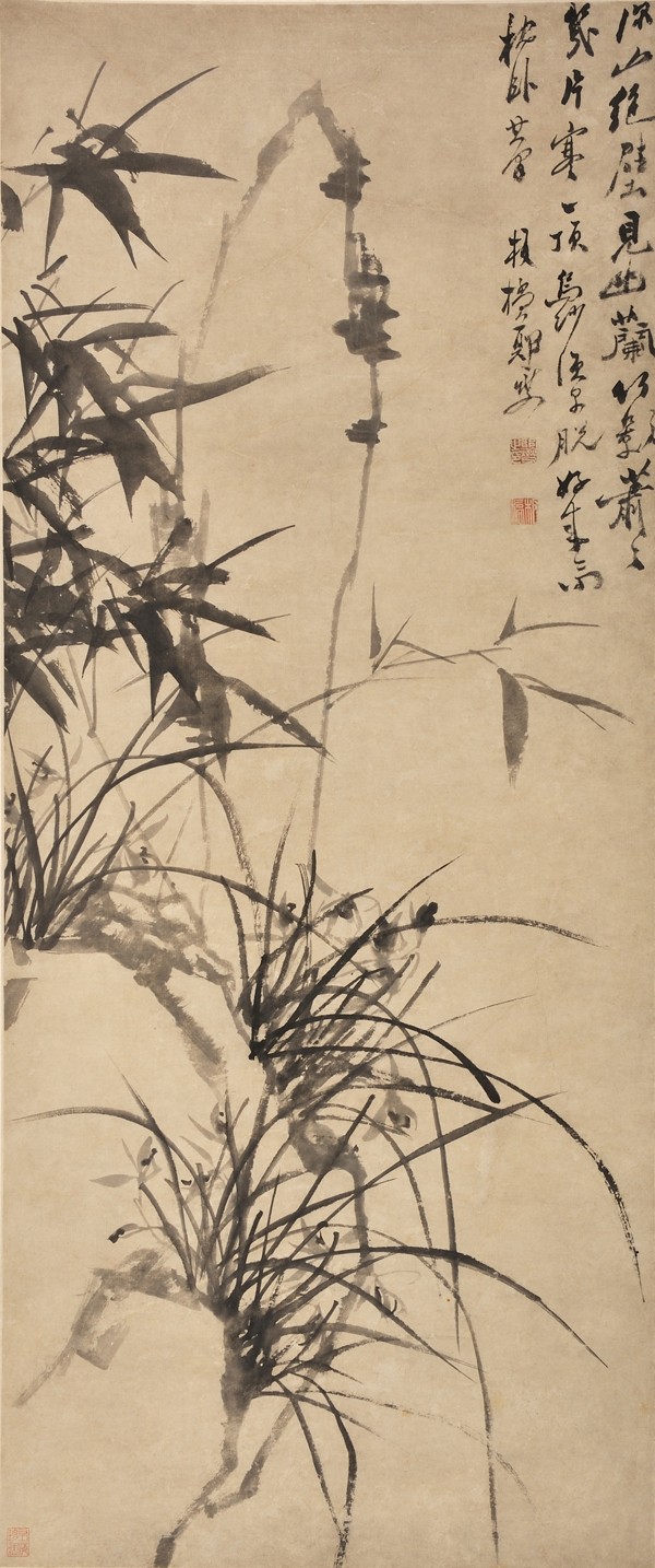 郑板桥《深山兰竹图》 纸本水墨立轴  121×51cm  5.7平尺